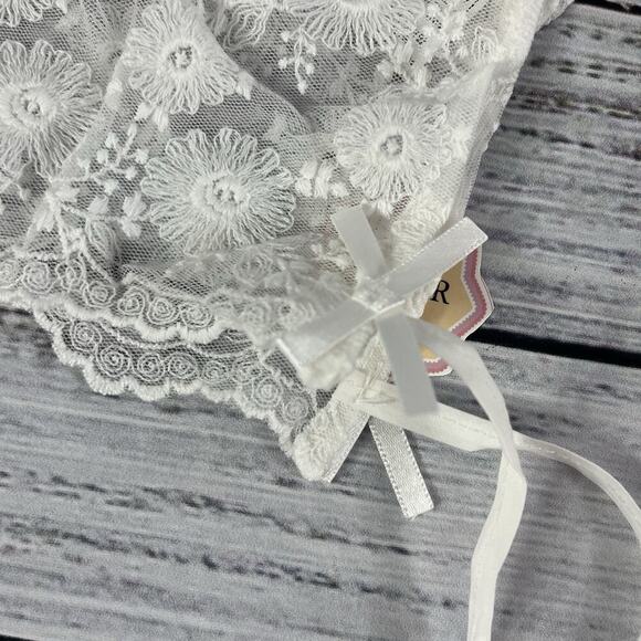 PETITE JR Baby Girl Ivory Lace Dress XS 3-6 mths Bonnet Bow Wedding Dedication 1 - Picture 11 of 13